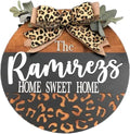 Wood front door sign Wood sign Home decor Welcome sign Sign for front door House warming gift Wedding gift (Cheetah Name Sweet Home, 11" Width) by Unknown