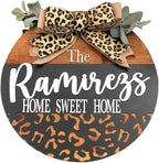 Wood front door sign Wood sign Home decor Welcome sign Sign for front door House warming gift Wedding gift (Last Name Home Sweet Home, 18" Width) by Unknown