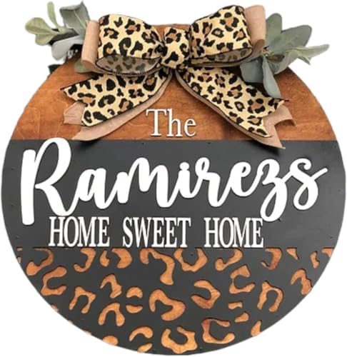 Wood front door sign Wood sign Home decor Welcome sign Sign for front door House warming gift Wedding gift (Last Name Home Sweet Home, 18" Width) by Unknown
