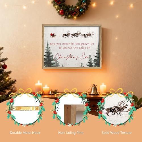 LITIVY Framed Christmas Wall Art 12”x16.5” Farmhouse Wall Decor May You Never Be Too Grown Up To Search The Skies On Christmas Eve Christmas Decorations Home Decor (Brown, 12 * 16.5 in) - Image 4