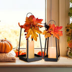 Black Metal Lantern Decorative Indoor, Set of 2 Wedding Decor - Image 7