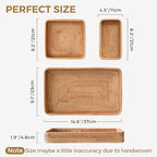 Rattan Serving Tray, Including 3 Sizes of Woven Rectangle Basket Trays - Image 3