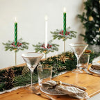 8 PCS Christmas Pine Taper Candle Rings Wreaths 1.38" Mini Snowy Pine Taper Candle Holder Wreaths Candle Rings with Berry Pinecones for Xmas Winter Church Home Table Centerpiece Candlesticks Decor - Image 5