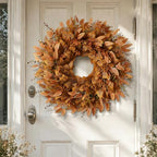 26" Fake Fall Eucalyptus Wreath with Berry for Front Door Decor(Orange) - Image 2