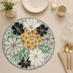 Lightnpro Flower Beaded Placemats Round, Rustic Farmhouse Hand Beaded Floral Placemats to Decorate Christmas Xmas Wedding Family Party Thanksgiving Dinner Table Décor - 13 Inch - Brown Combo - Image 2