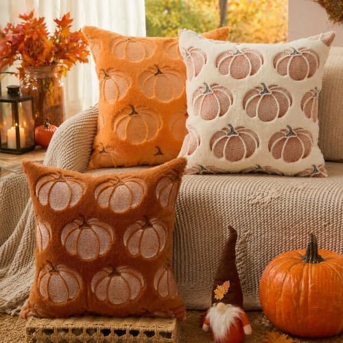 DFXSZ Fall Pillow Covers 26x26 Rust Pumpkin Plush Autumn Home Decor 093B26 - Image 3