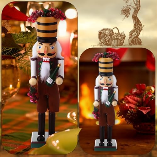Blosssound 15" Christmas Wine Nutcracker Decor Wooden Grape Wine Steward - Image 6
