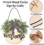 12 Pcs 14 Inch Wood Circles for Crafts Unfinished Wooden Slice Blank Round Wood Door Hanger Sign Round Wooden Discs with Bows,Twine, Glue Point for DIY Craft Christmas Home Holiday Decor,5 mm Thick - Image 3