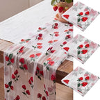 Mindsoft 3 Pcs Strawberry Table Runner, 10ft Tablecloth Strawberry Party Decorations Gauze Embroidery Tulle Lace Runner, for Table Wedding Birthday Bridal Baby Shower Holiday Dining Decor DIY by Mindsoft