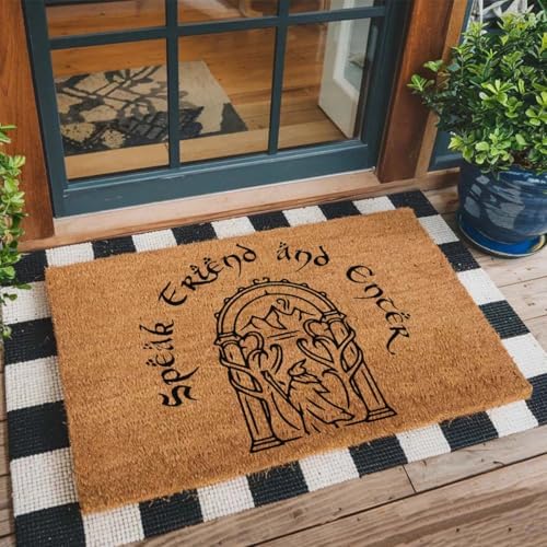 Funny The Entrance Way Outside Personalized Rug with Heavy-Duty Non Slip Outdoor Coconut Coir Doormat Pets Lover Gift 23.6 x 15.7 inch (Speak Friend and Enter) - Image 3