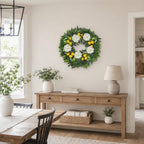 22 Inch Lemon Wreath for Front Door, Spring Summer Wreaths for Outside with White Hydrangeas and Greenery, Artificial Citrus Floral Wreath for Farmhouse Porch Wall Window Kitchen Decor - Image 6
