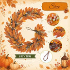 Riceshoot 6 ft Fall Garland for Mantle, Autumn Leaf Thanksgiving Decor - Image 2