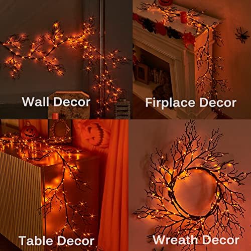 LITBLOOM Halloween Garland Lights 8 Functions 120 Orange and Purple Bi-Color Fairy Lights, Lighted Black Garland Battery Operated for Fall Halloween Decor Inside Outdoor - Image 5