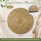 Colingmill 120 Sets 13 Inch Round Woven Placemats Bulk Farmhouse Boho - Image 2
