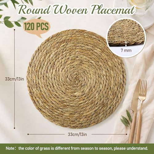 Colingmill 120 Sets 13 Inch Round Woven Placemats Bulk Farmhouse Boho - Image 2