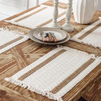 Niviy Boho Placemats Set of 12, 12x18 Inch Natural Cotton Burlap and Kitchen Woven Placemats with Tassels for Dining Table Centerpiece Thanksgiving Home Decorations - Image 6