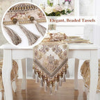 kilofly Elegant Floral Brocade Jacquard Table Runner Tassels (69 x 12 inches) - Image 6