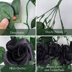 RECUTMS 4PCS Artificial Black Rose Fake Hanging Flowers Garland with Lights - Image 3