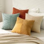 MIULEE Fall Teal-Orange Decorative Throw Pillow Covers 22x22 Inch Set of 4 Boho Corduroy Striped Cushion Cases Modern Farmhouse Patchwork Pillow Cases for Couch Sofa Bedroom Home Decor - Image 3
