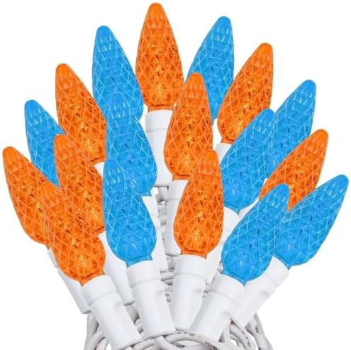 Novelty Lights 24FT 70 LED C6 Mardi Gras String Lights, Teal & Orange by NoveltyLights-LightExperts