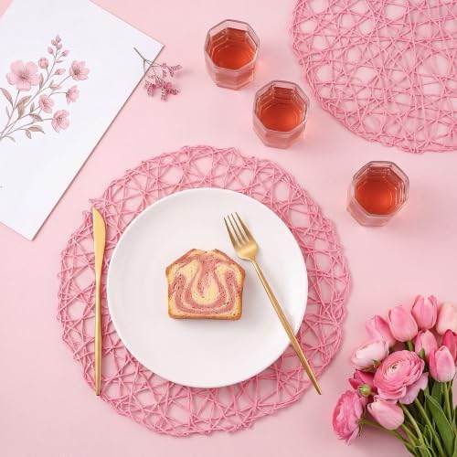 Threehoney Paper Braided Round Placemats, Set of 24, Pink, 13 in - Image 6