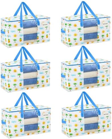 VENO Moving Bags, Wide Open Top, Clear Window, Tropical Island, 6 Pack by Veno