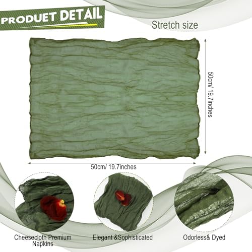 Mixweer 100 Pcs Gauze Cheesecloth Napkins 19.7 x 19.7 Inch, Dark Army Green - Image 2