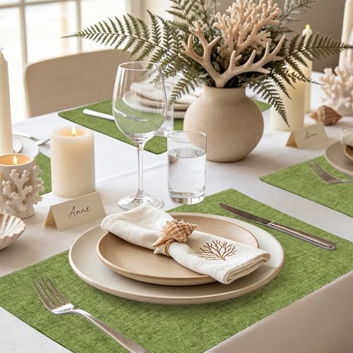 homing Faux Cotton Linen Placemats Set of 8, Cloth Dining Table Mats - Image 7