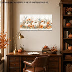 WAXWHELK Pumpkin Fall Canvas Wall Art, White Pumpkins and Orange Flowers Autumn Painting Pictures, Rustic Farmhouse Artwork for Living Room Bedroom Thanksgiving Home Decor (12"x24") - Image 4