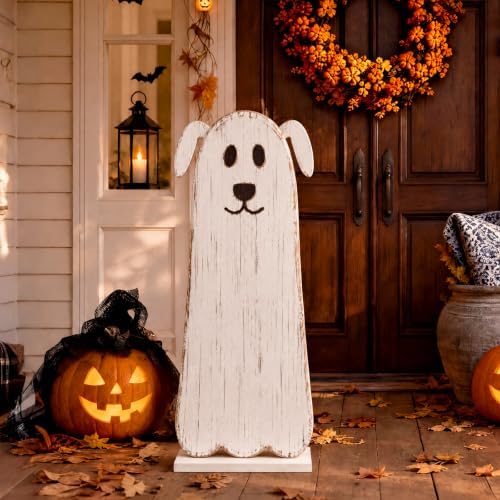 Novabright 30.2 H Halloween Ghost Dog Porch Sign Standing Wooden Decor by Unknown