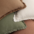 MIULEE Fall Linen Fringe Pillow Covers Set of 4 20x20 Beige/Brown/Green - Image 6