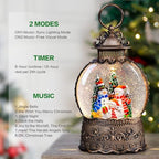 Christmas Snow Globes Lantern with Music, Snowman Snow Globes with Swirling Glitter Effects, USB/Battery Powered with 6-Hour Timer, Christmas Decorations - Image 3