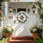 Garvee 20 Inch Spring Wreaths for Front Door, Artificial Pink Rose Wreath - Image 2