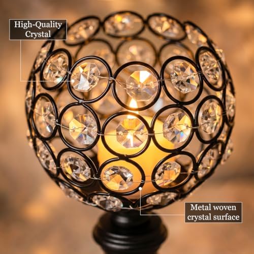 Black Crystal Candle Holders Set of 4(11.4" & 8.8") - Image 5