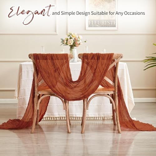 28 Pack Terracotta Cheesecloth Table Runner 17x108 Inch Semi Sheer Boho Gauze Cheese Cloth Fabric Table Runners, for Wedding Party Baby Shower Birthday Home Decor Garden Farmhouse - Image 6