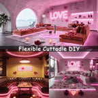 Pink 50 Feet Led Lights Strip Valentines Day Decor Rope Lights Easy DIY Princess Bedroom Cuttable Strip Lights for Baby Room Bathroom Living Room Kitchen Ceiling Wall Vanity Mirror Decoration - Image 7