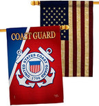 Coast Guard House Flag - Pack Armed Forces USCG Semper Paratus United State American Military Veteran Retire Official USA Vintage Applique - Banner Small Garden Yard Gift Double-Sided, "house flag 28"" x 40""" by Breeze+Decor