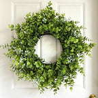 24in Boxwood Wreath for Front Door, Green Wreaths,Greenery Summer Wreath for All Season,Farmhouse, Outdoor, Porch, Garden, Wedding Decor by SHOWEROSE
