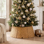 Poen Woven Rattan Christmas Tree Collar, Khaki, 42 Inch - Image 5
