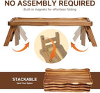 4 Tiered Serving Tray for Party Acacia Wood Foldable Tiered Tray Stand - Image 4