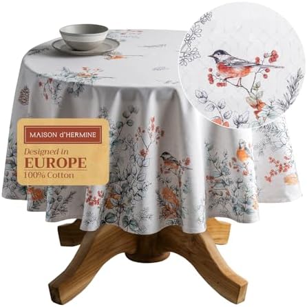 Maison d' Hermine Table Cloth Round Table Reusable 100% Cotton 63" Diameter by MaisondHermine