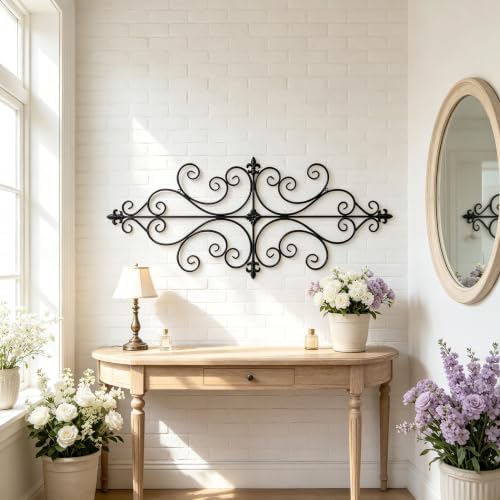 Sintosin Wrought Iron Wall Decor 45 x 18 In, Black - Image 3