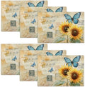 Vintage Butterfly Sunflower Placemats Set of 6 Bless Home and All Who Enter Table Mats Place Mats Decor Imitation Linen Heat Resistant Tablecloth for Dining Kitchen Party Restaurants 12''x18'' by gkmaolt