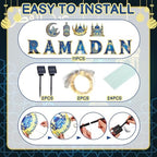 11 Pcs Ramadan Mubarak Yard Signs 7 Letters 4 Signs with Stakes and 2 Rolls String Lights Eid Mubarak Party Yard Sign Lawn Decorations Party Decorations for Home Front Door Garden Decor - Image 3