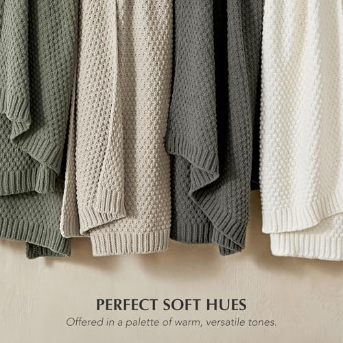EVERGRACEHOME Chunky Chenille Knit Throw Blanket, 50 x 60, Warm Gray - Image 6