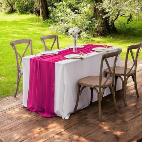 MDS Pack of 5 | Magenta | 10ft Chiffon Table Runner 29x120 Inches Long Romantic Rustic Sheer Gauze Runner for Wedding Bridal Shower Birthday Banquets Engagement Spring Easter Boho Decorations - Image 6