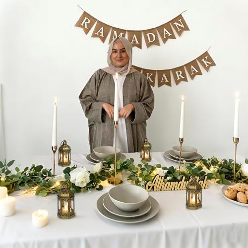Mini Moroccan Lanterns with Flicker LED Candles Set of 12, Gold Vintage Decorative Hanging Lanterns for Ramadan, Christmas, Halloween, Wedding, Party, Table Centerpiece, ABS Plastic and Glass - Image 4