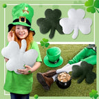 Bencailor 4 Pcs St. Patrick's Day Shamrock Pillow Plush Shamrock Shaped Throw Pillows Holiday Decorations for St Patrick's Day Irish Sofa Office Living Room Couch Car Decor(Green White) - Image 2