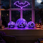 NEEDOMO Halloween Decorations Indoor, 3 Pack Witch Crackle Glass Globe Purple LED Lights with Timer, Halloween Table Decor for Mantel, Fireplace, Party, Home - Image 4