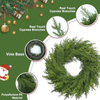 26 Inch Christmas Wreath, Christmas Wreaths for Front Door, Artificial Pine Wreath for Table Wall Window Indoor Outdoor Christmas Decoration - Image 4